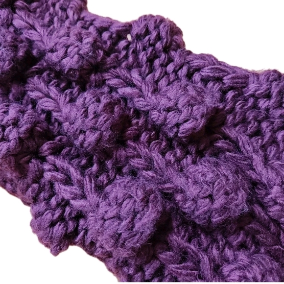 Sage The Label Mina Cardigan Med Lg Burgundy Purple Bobble Fuzzy Cable Knit Nwt - Picture 7 of 12